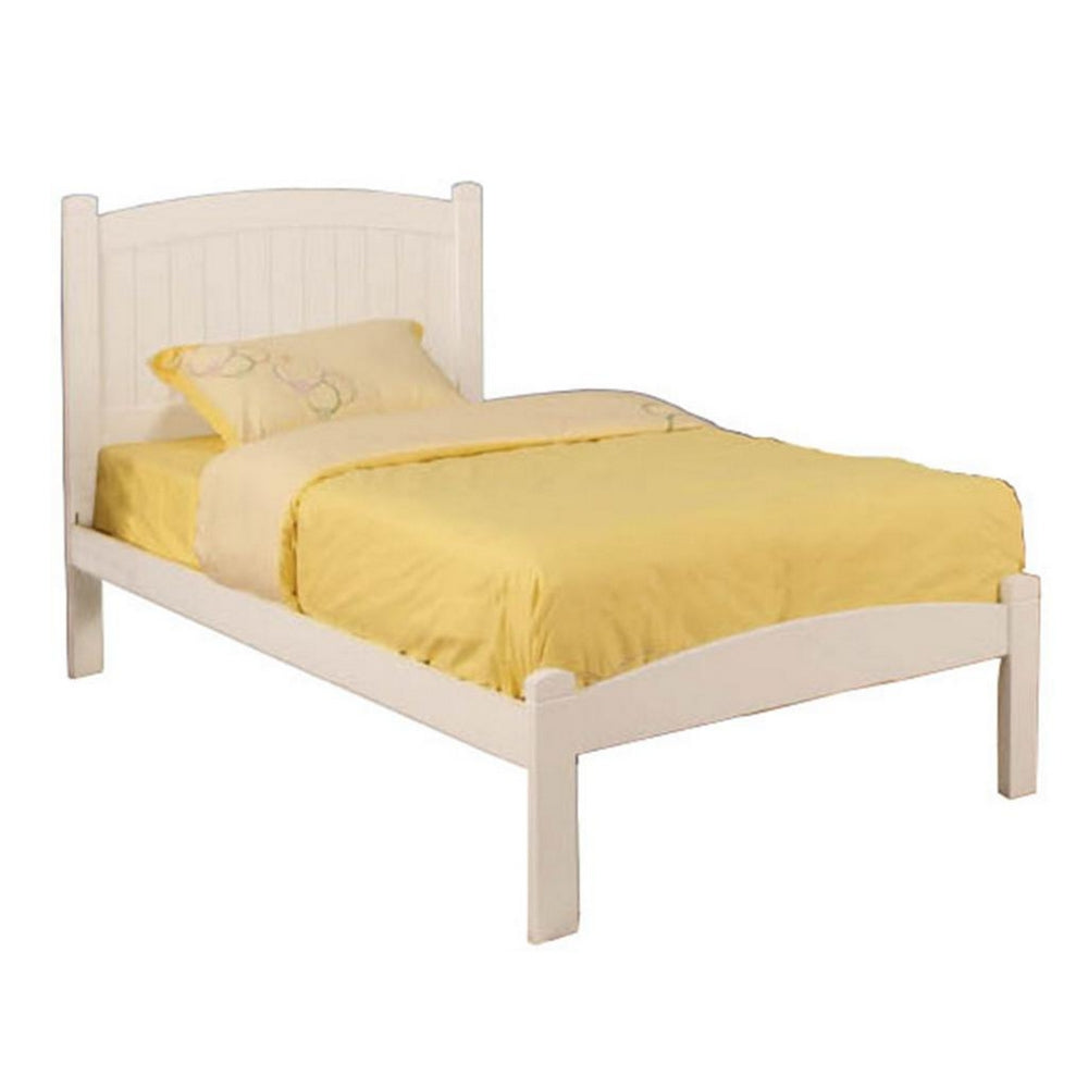 Caren White Wood Twin Bed