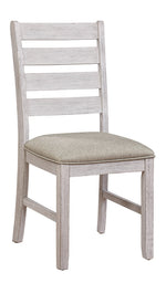 Ithaca 2 Grayish White Wood/Brown Fabric Side Chairs