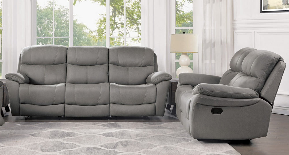 Longvale 2-Pc Gray Microfiber Manual Recliner Sofa Set