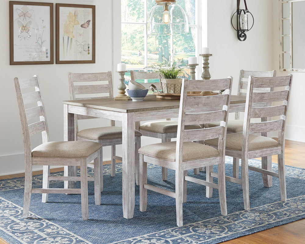 Skempton 7-Pc Grayish White Dining Table Set