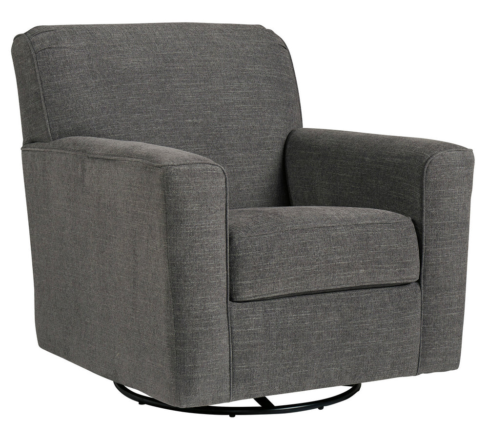 Alcona Charcoal Fabric Swivel Glider Accent Chair