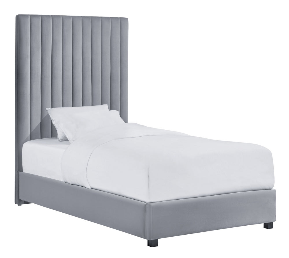 Arabelle Grey Velvet Twin Platform Bed