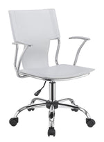 Articulate White Leatherette Office Chair with Chrome Base