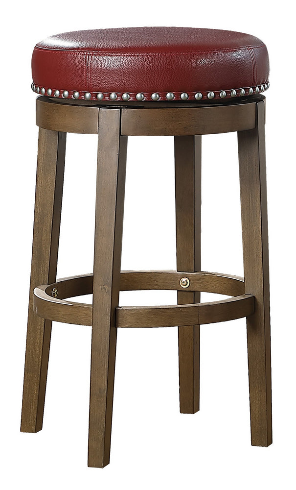 Westby 2 Red Faux Leather/Brown Wood Bar Stools