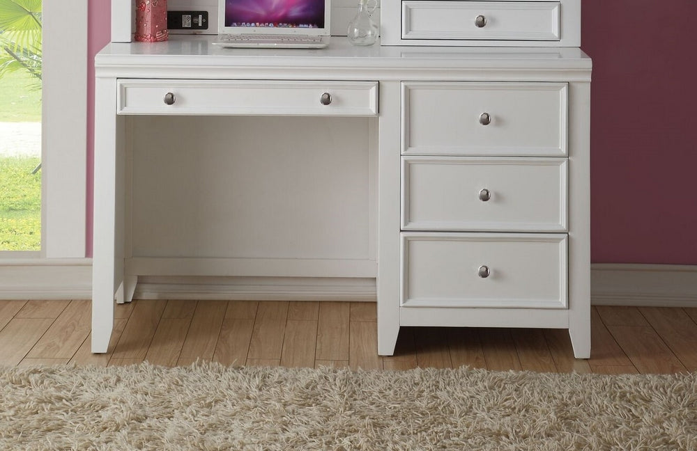 Lacey White Pine Wood Computer Desk with 3 Drawers