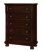 Castor Brown Cherry Wood 5-Drawer Chest