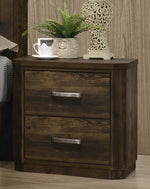 Elettra Antique Walnut Wood Nightstand with 2 Drawers