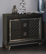 Sawyer Metallic Gray Wood Nightstand with 2 Drawers