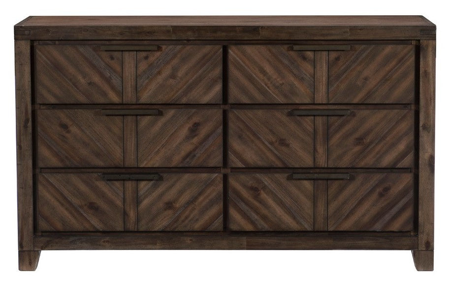 Parnell Rustic Cherry Wood 6-Drawer Dresser