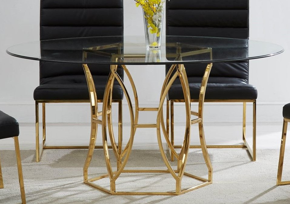 Cressida Gold Metal/Glass 60" Dining Table