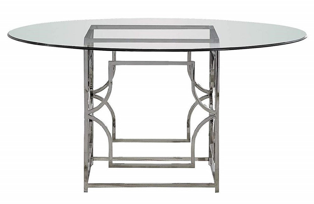 Hannah Silver Metal/Glass 60" Dining Table