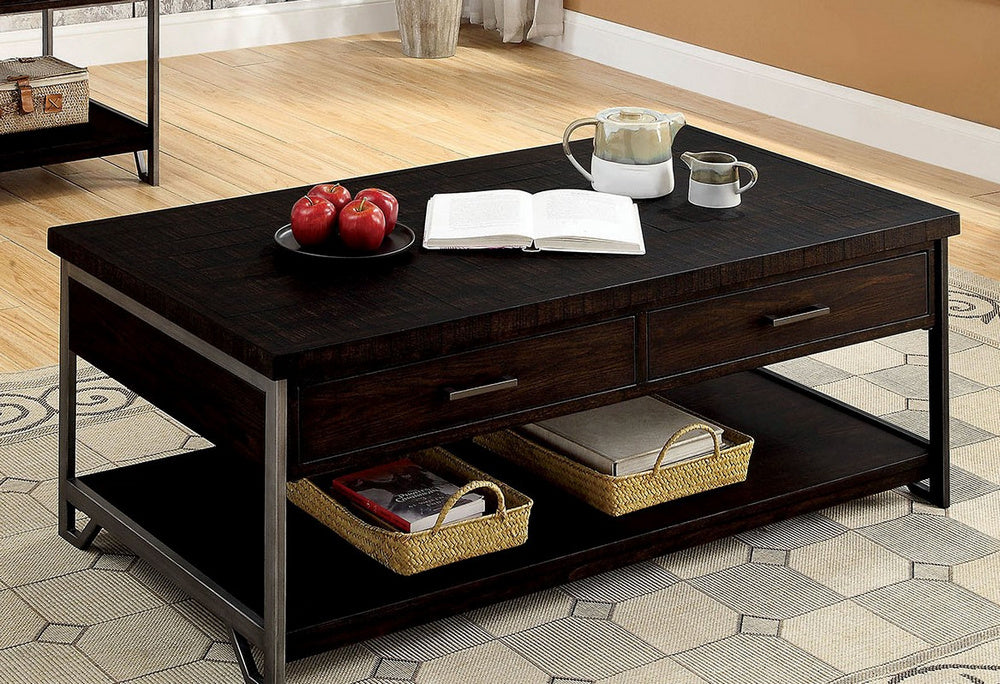 Wasta Dark Oak Wood 2-Drawer Coffee Table