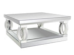 Arely Clear Mirror Coffee Table with Rhinestones