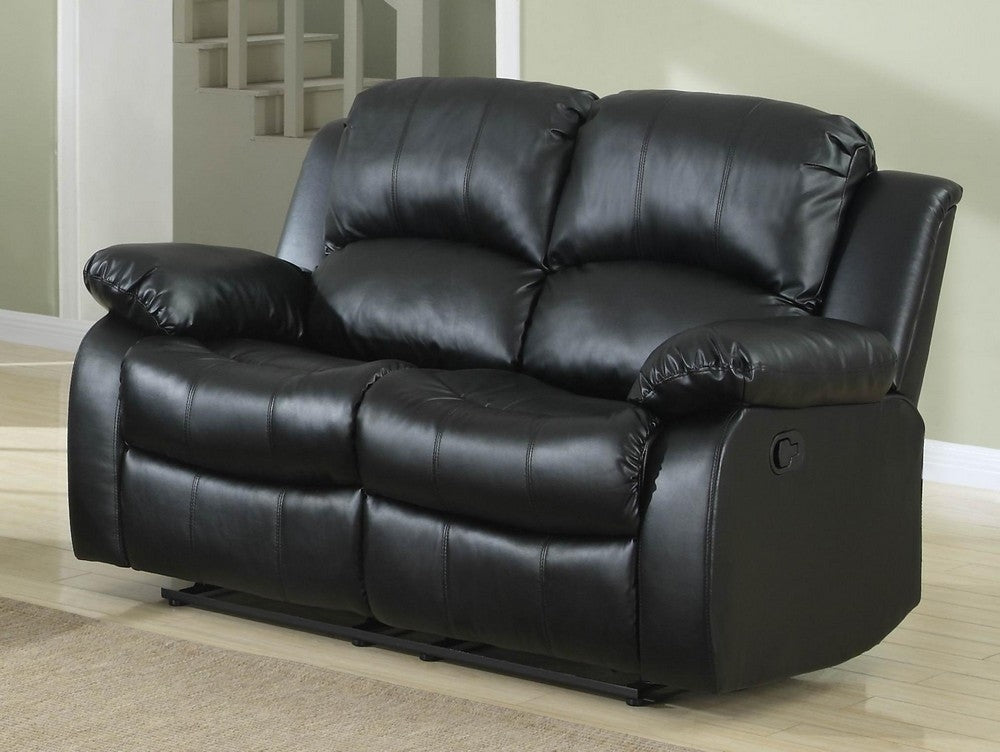 Cranley Black Faux Leather Manual Recliner Loveseat