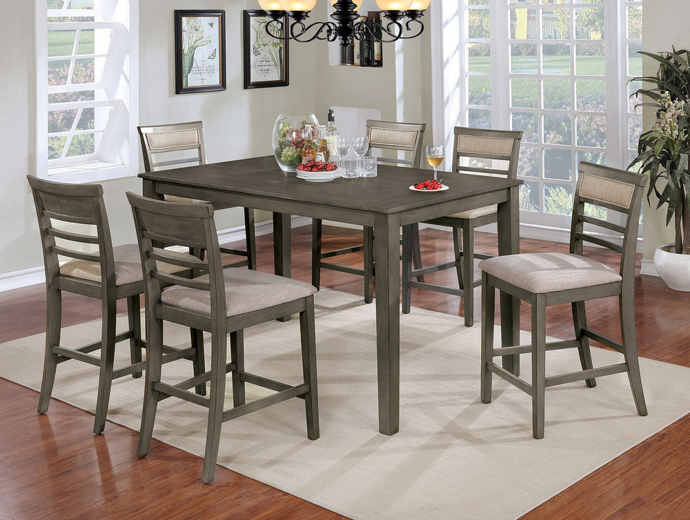 Fafnir 7-Pc Gray Wood Counter Height Table Set