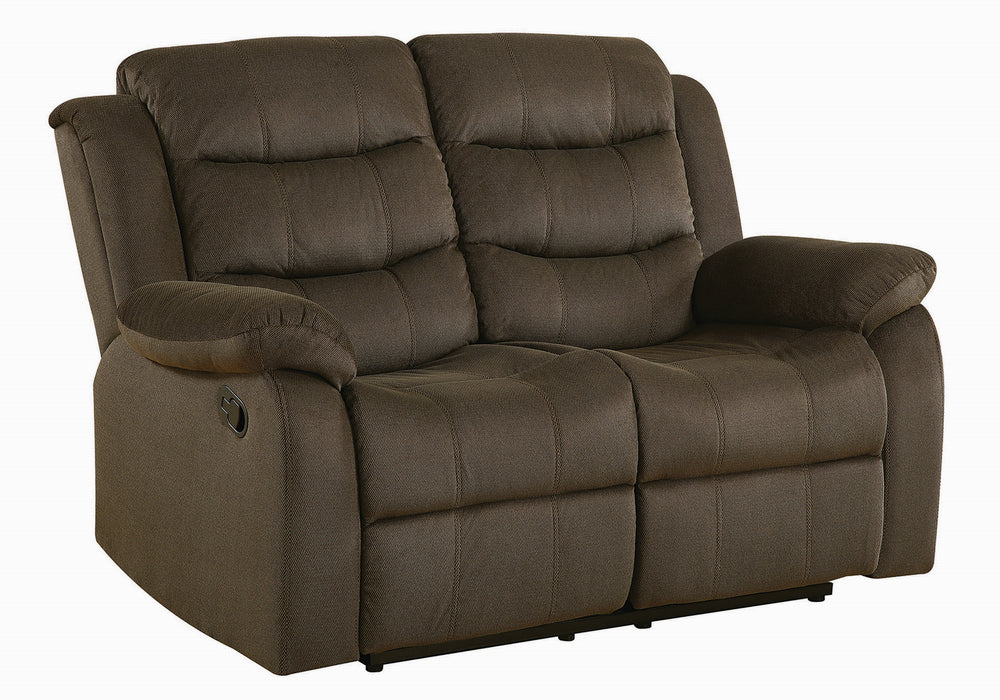 Rodman Olive Brown Velvet Manual Recliner Loveseat