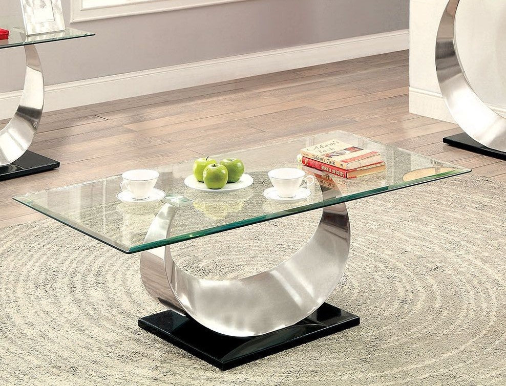 Orla II Silver Metal/Glass Coffee Table