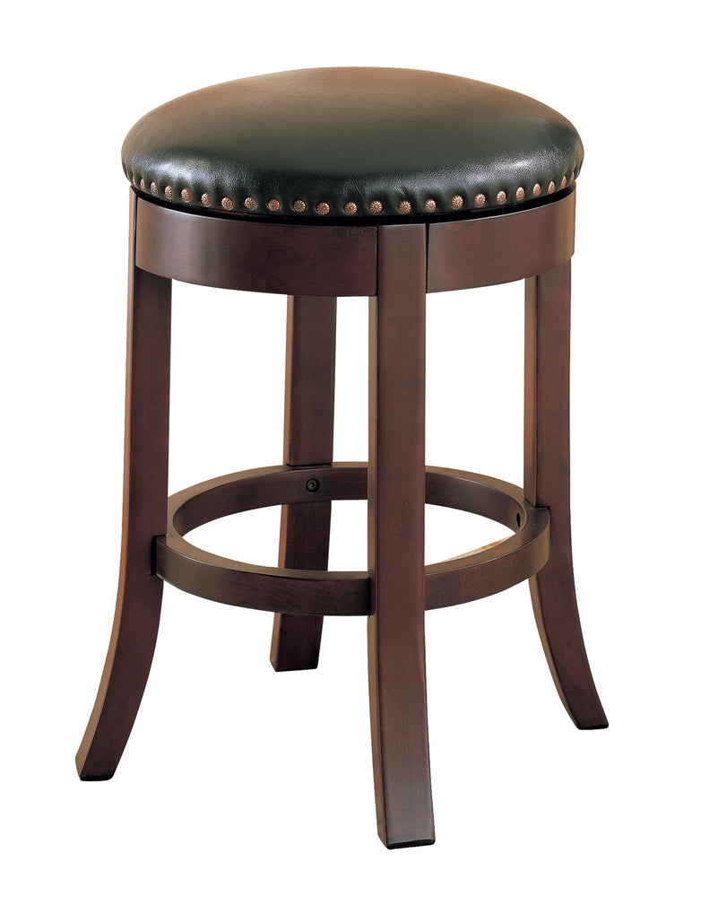 Ruperta 2 Walnut Counter Height Stools with Leatherette Seat