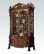 Dresden Cherry Oak Wood Curio Cabinet with 3 Glass Shelves