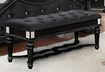 Azha Glam Black Fabric/Wood Bench