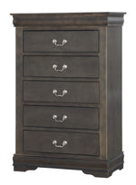 Louis Philippe Dark Gray Wood 5-Drawer Chest