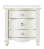 Meghan White Wood 3-Drawer Nightstand