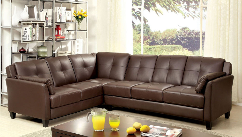 Peever Brown Leatherette Sectional Sofa