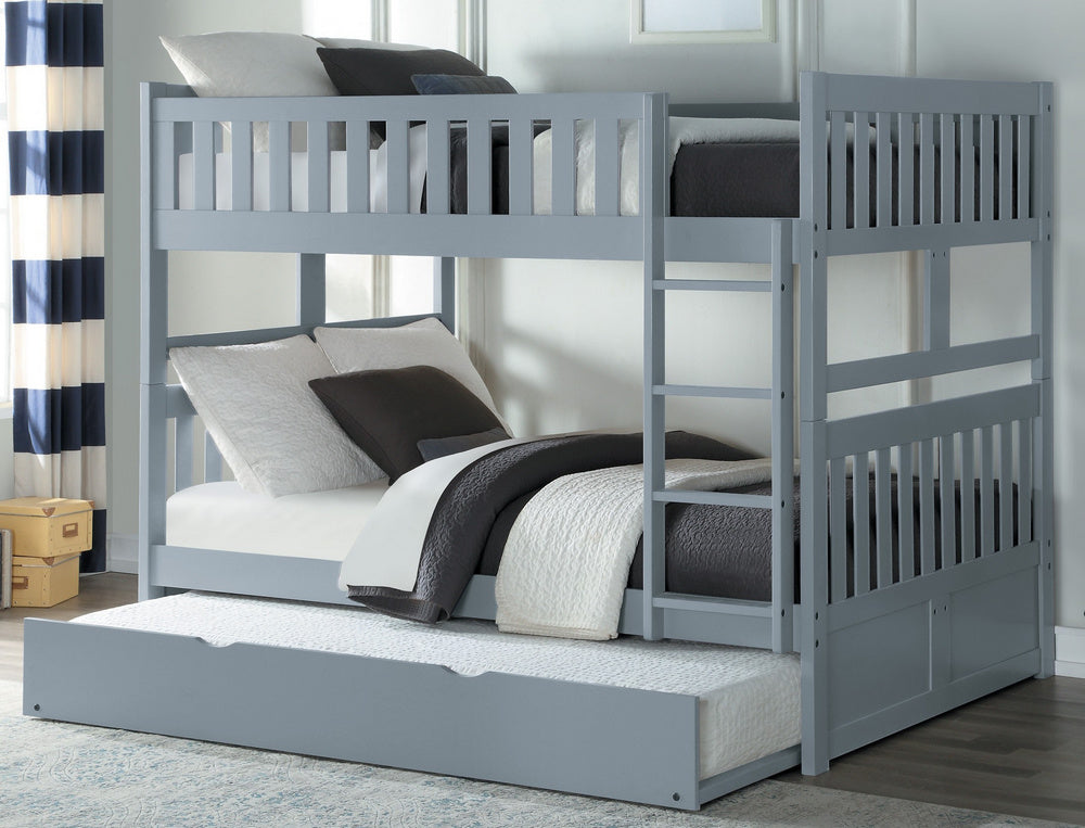 Orion Gray Wood Full Bunk Bed with Twin Trundle