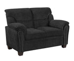 Clemintine Graphite Chenille Loveseat with Nailhead Trim