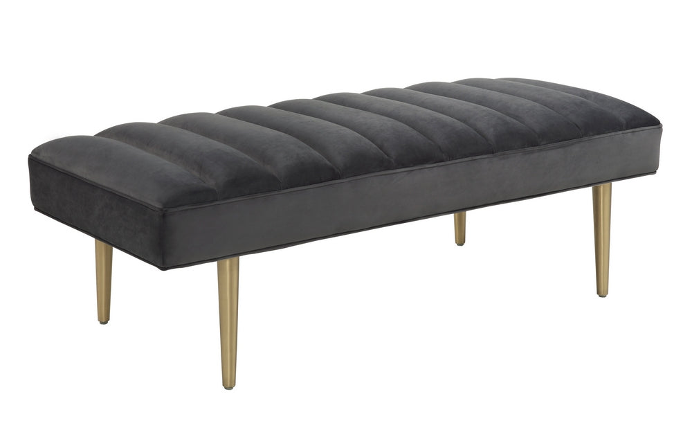 Jax Grey Velvet Bench with Gold Metal Legs