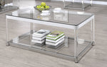 Adriana Chrome & Acrylic Coffee Table with Glass Top