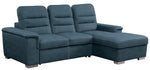 Alfio 2-Pc Blue Fabric RAF Sectional with Pull-Out Bed