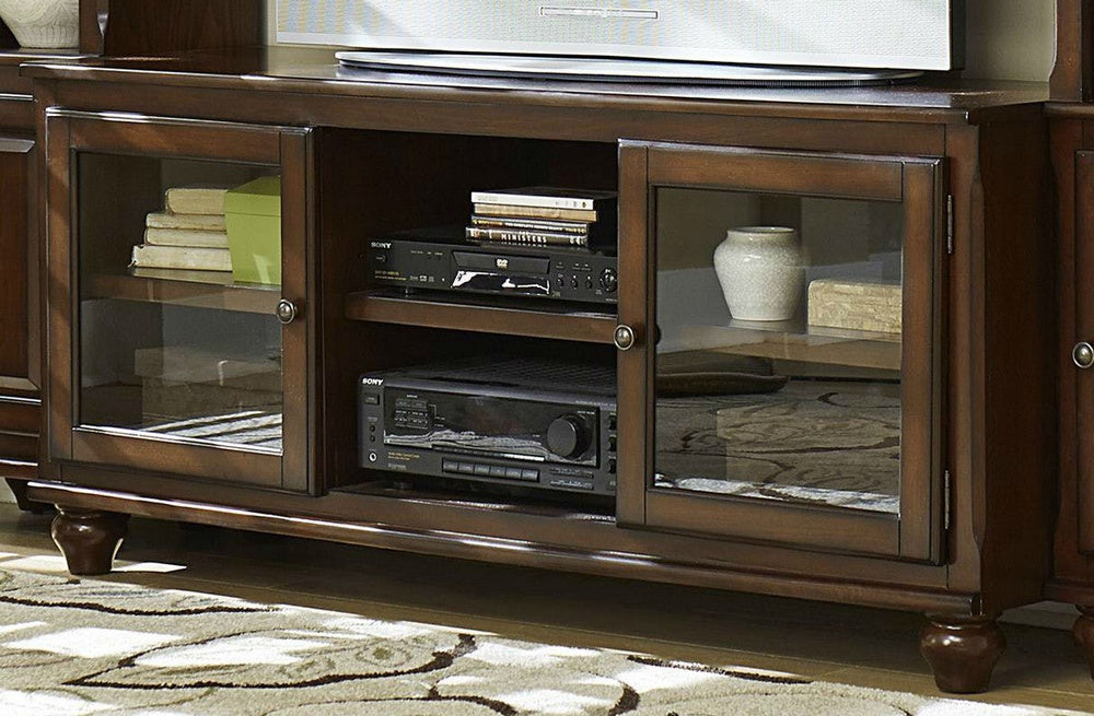 Lenore Rich Cherry Wood/Glass TV Stand