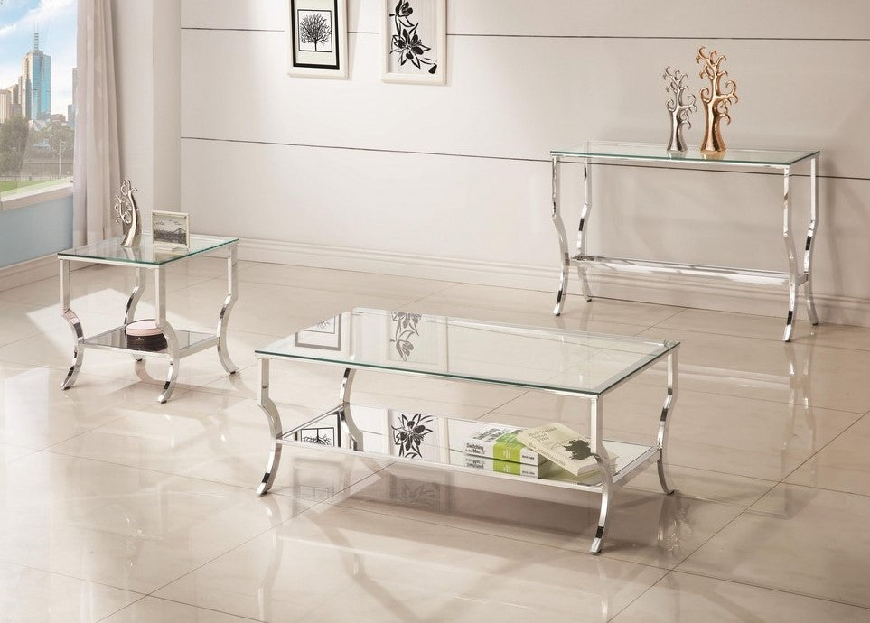 Saide 3-Pc Clear Glass/Chrome Finish Coffee Table Set