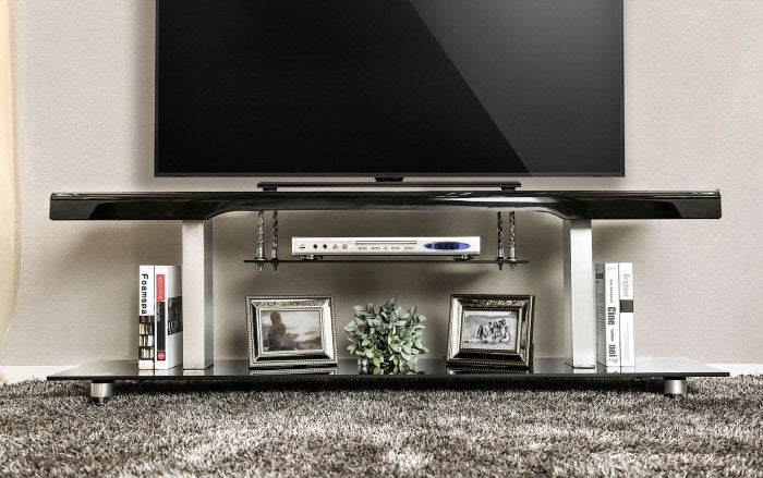 Dietrich Black Glass/Metal TV Stand