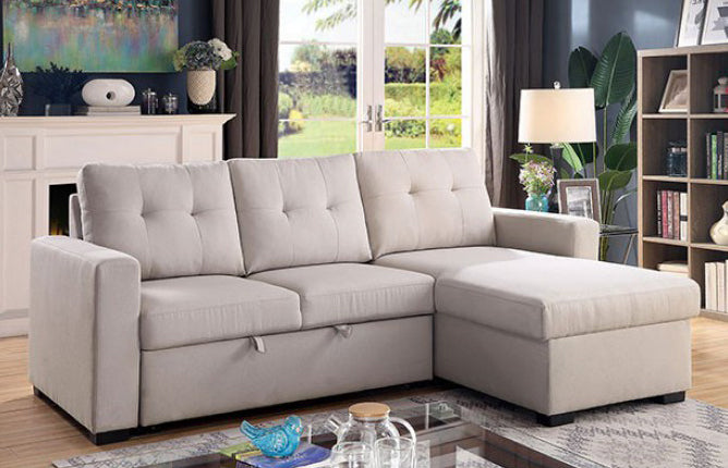 Jacob 2-Pc Light Gray Sectional with Sleeper