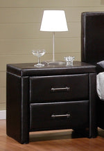 Zoey Dark Brown Nightstand with Leather Upholstery