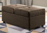 Denby Brown Fabric Ottoman/Chair with Storage