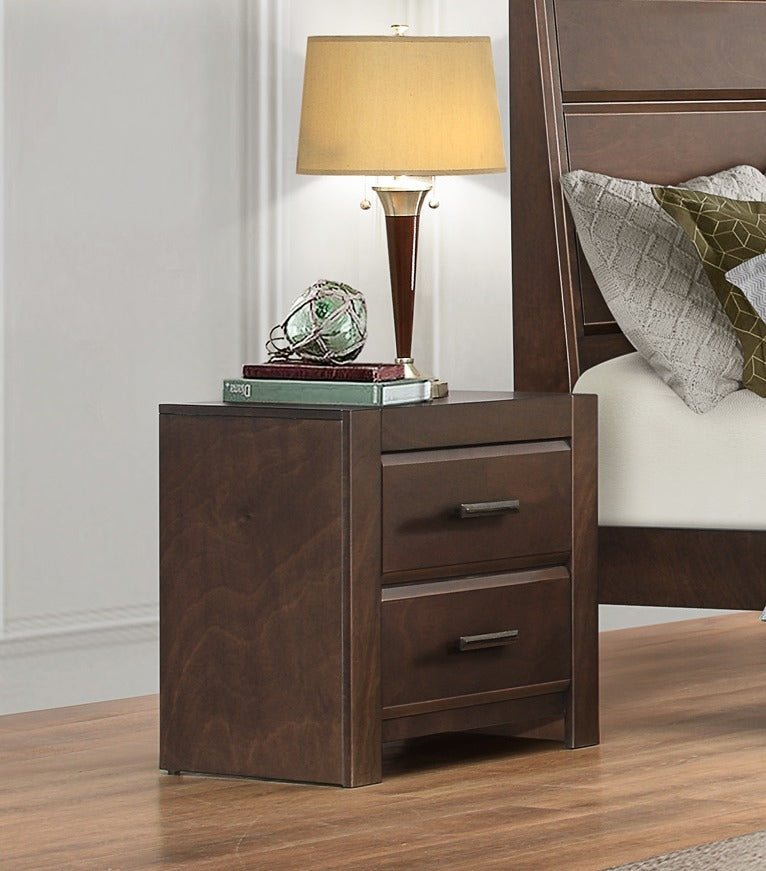 Erwan 2-Drawer Modern Espresso Wood Nightstand