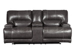 McCaskill Gray Leather Manual Recliner Loveseat