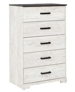 Shawburn Whitewash Wood 5-Drawer Chest