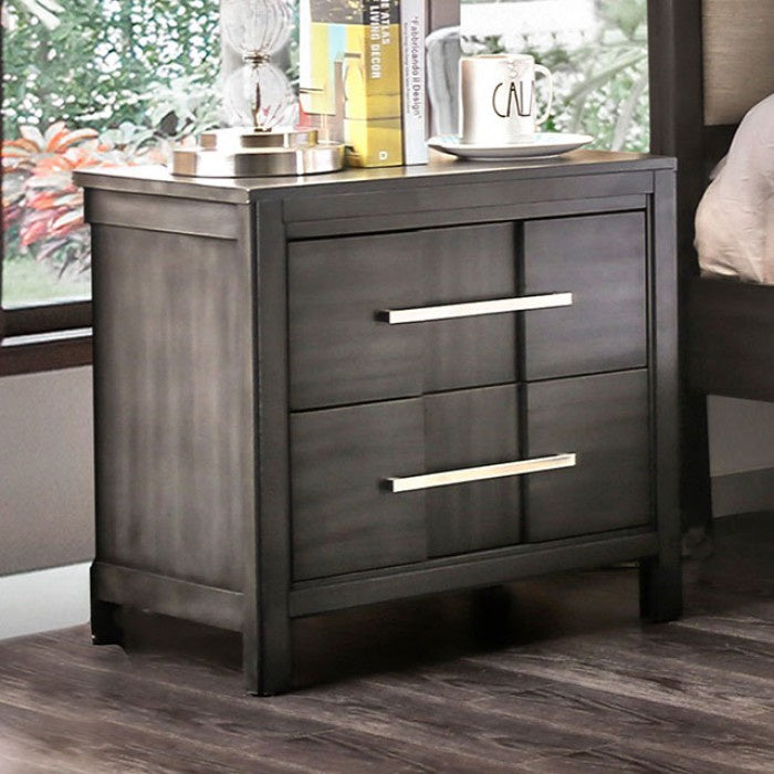 Berenice Gray Solid Wood Nightstand