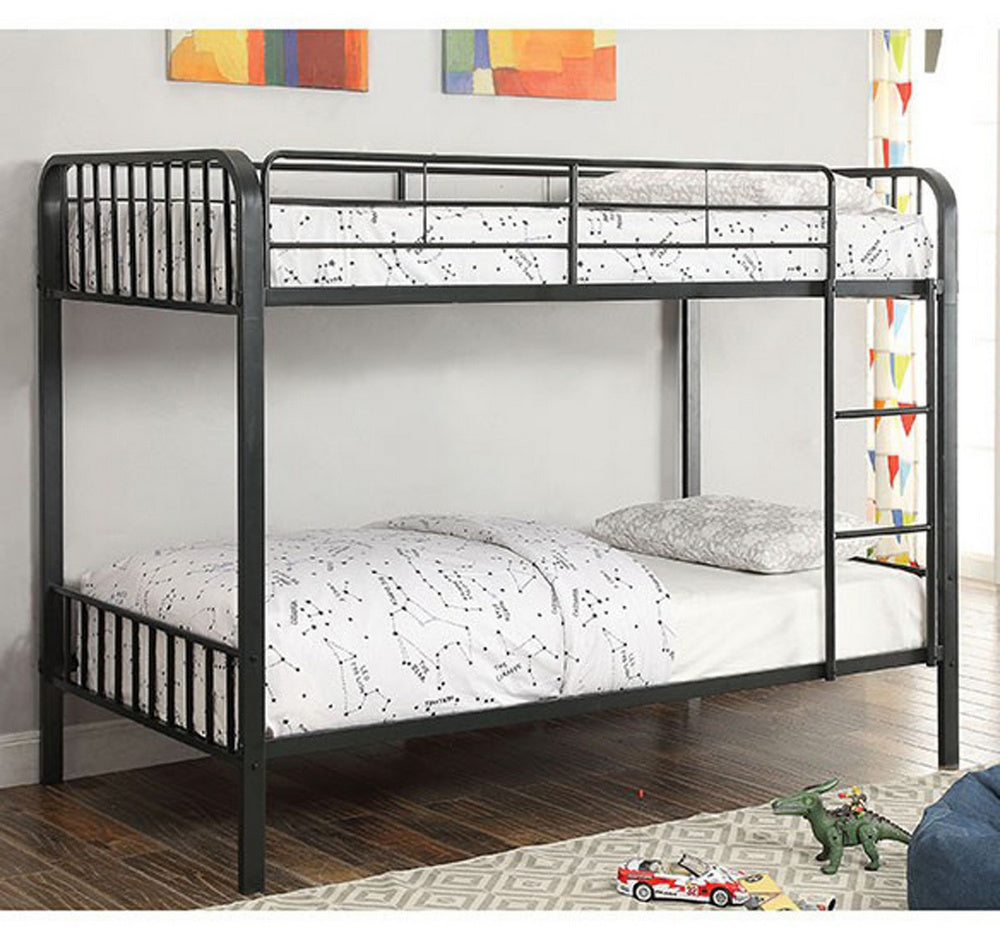 Clement Black Metal Twin over Twin Bunk Bed