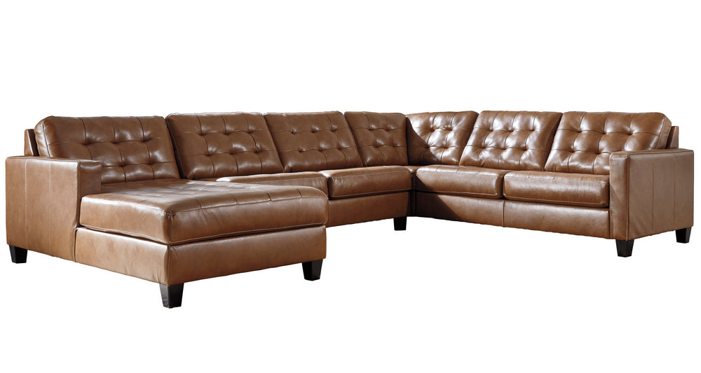 Baskove 4-Pc Auburn Leather LAF Sectional