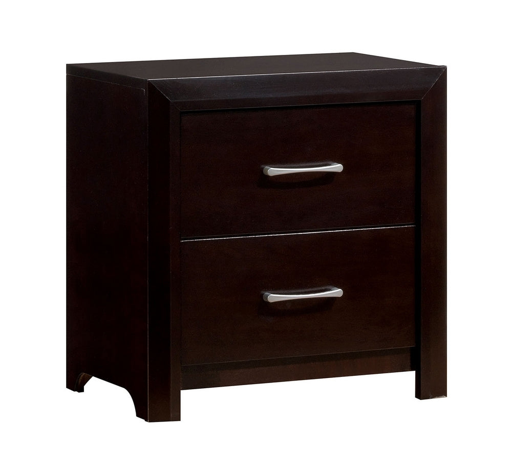 Janine Espresso Wood 2-Drawer Nightstand