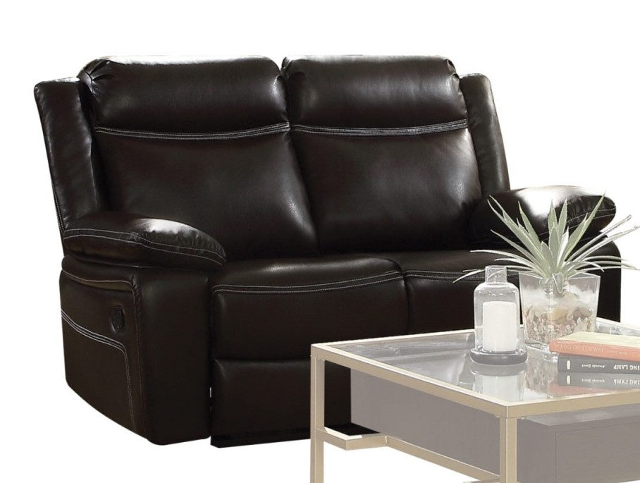 Corra Espresso PU Leather Manual Recliner Loveseat