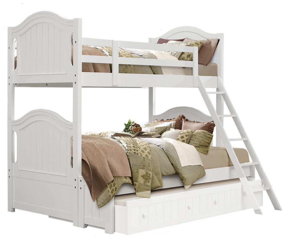 Clementine White Wood Twin over Full Bunk Bed