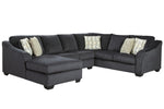 Eltmann 3-Pc Slate Chenille Fabric LAF Sectional Sofa (Oversized)