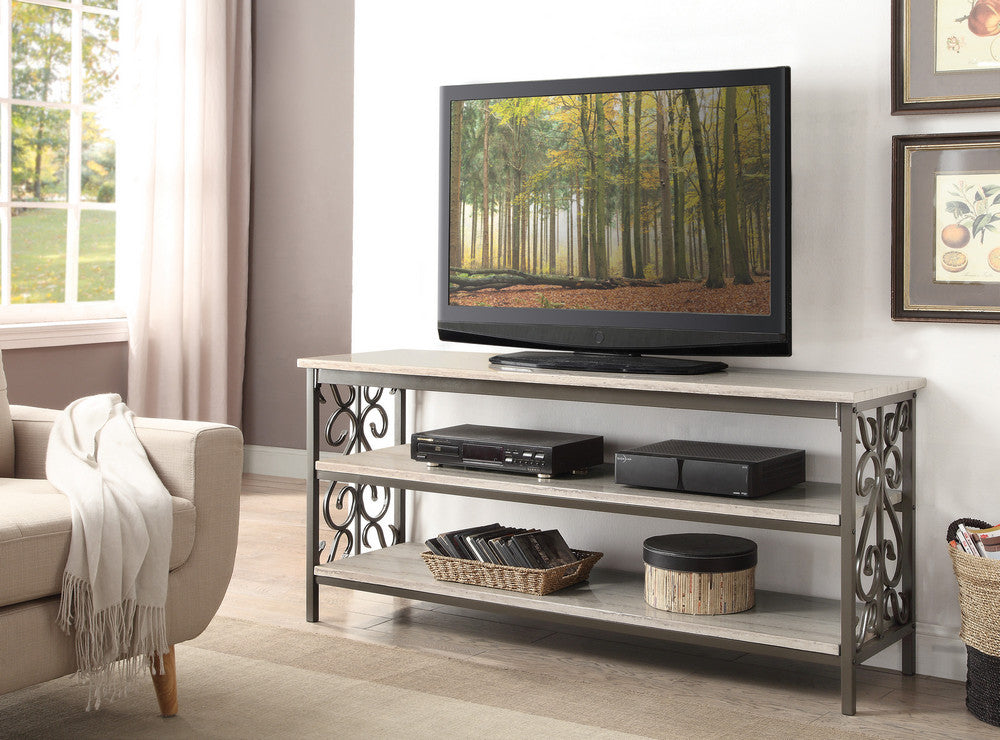 Fairhope Faux Marble/Metal TV Stand