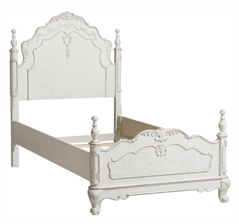 Cinderella Antique White Wood Twin Bed